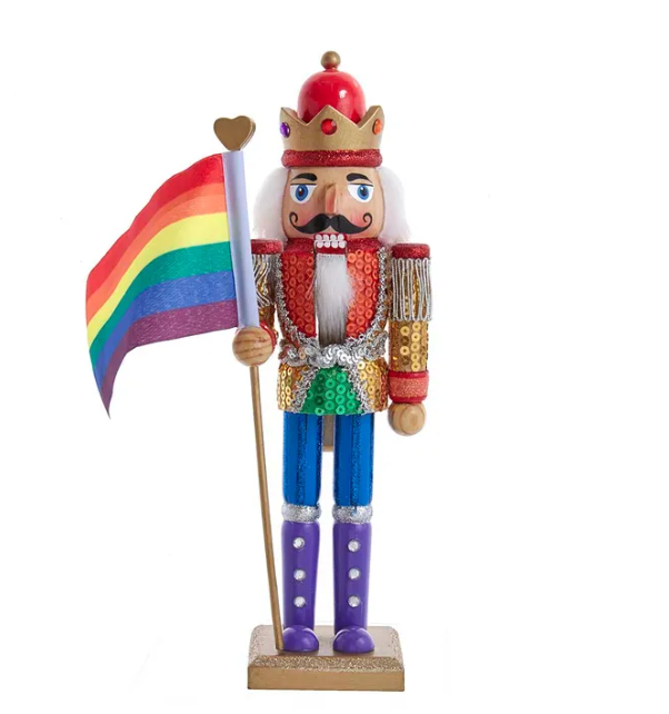 12" Wooden Pride Nutcracker Unicorn Feed & Supply