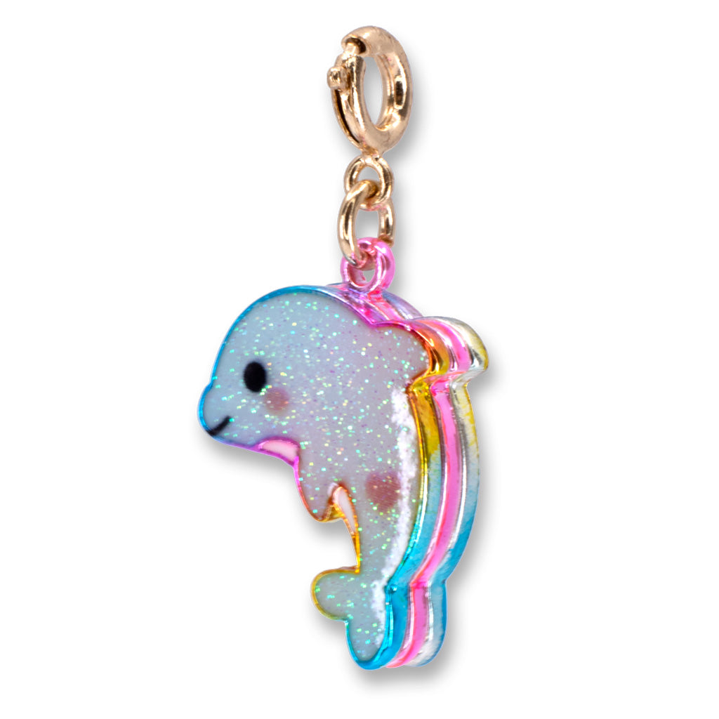 Gold Glitter Dolphin Charm, jewelry,  Unicorn Feed and Supply