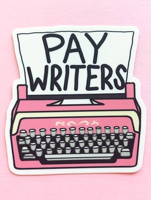 Pay Writers Typewriter Vinyl Sticker, Sticker,  Unicorn Feed and Supply