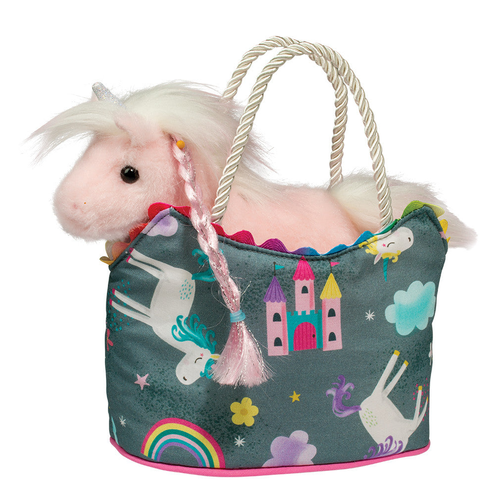Fun Castle Sassy Sak with Pink Unicorn, plushies,  Unicorn Feed and Supply