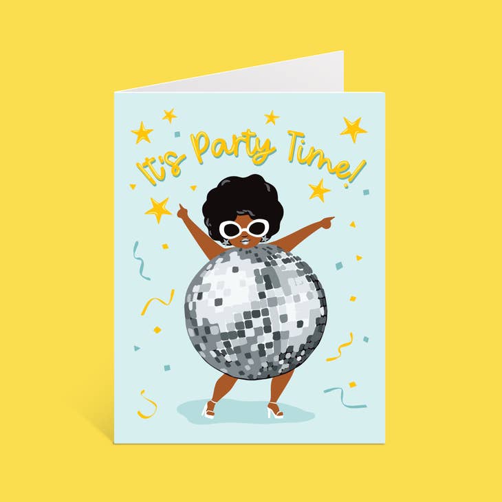 Disco Ball Lady Birthday  Card, card,  Unicorn Feed and Supply