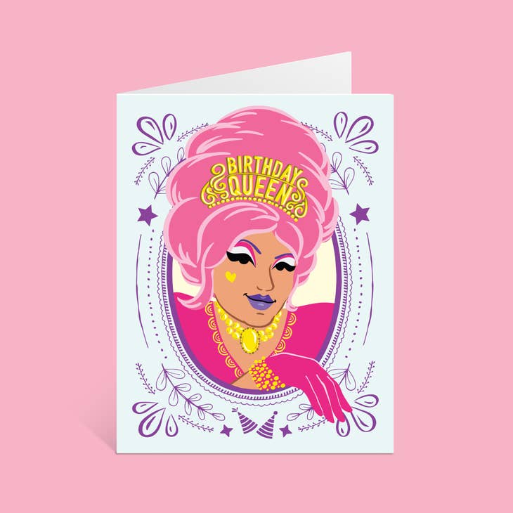 Birthday Queen Queer Card, greeting card,  Unicorn Feed and Supply