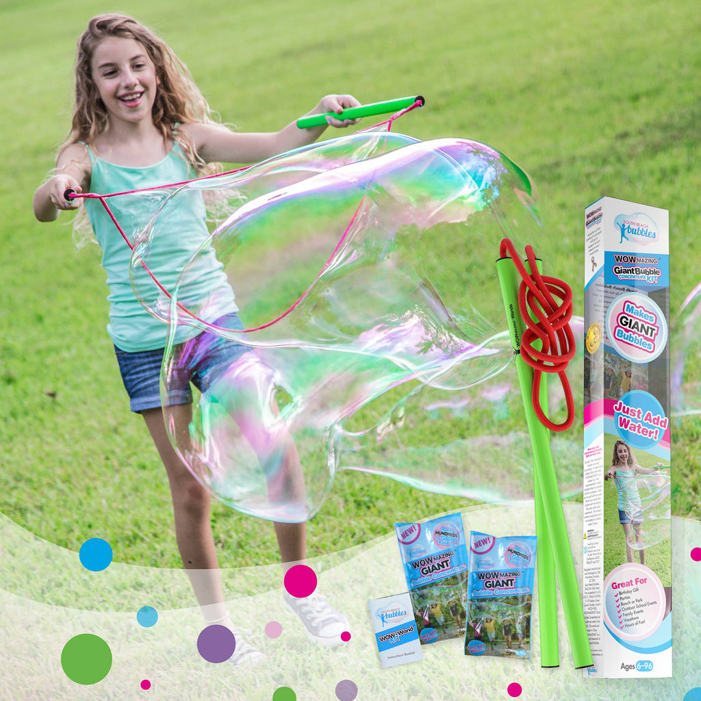 WOWmazing Giant Bubble Kit: Big Bubble Wands & Concentrate!, Bubble Toy,  Unicorn Feed and Supply