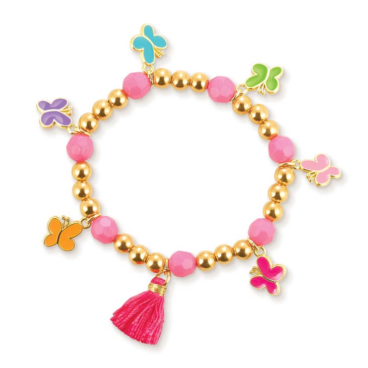 Butterfly Kaleidoscope Beaded Bracelet With Pink Tassel, bracelets,  Unicorn Feed and Supply