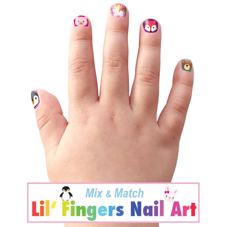 Cutie Stick-On Earring and Nail Sticker Gift Set- Animals, nail art,  Unicorn Feed and Supply