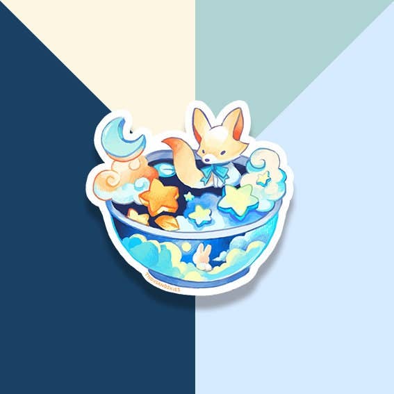 Fox & Rabbit Lunar Bowl Sticker