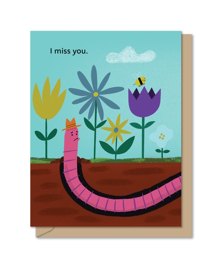Lonely Worm Card (tri-fold), card,  Unicorn Feed and Supply