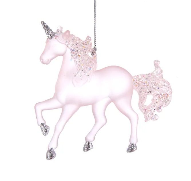 Matte Pink Unicorn with Glitter Ornament, ,  Unicorn Feed and Supply