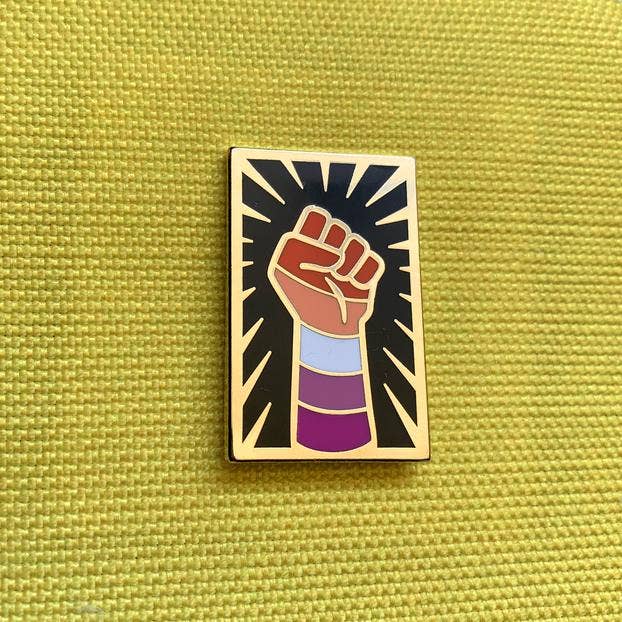 Lesbian Resist Fist Pin, enamel pin,  Unicorn Feed and Supply