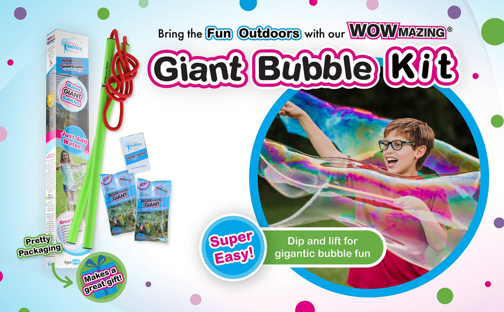 WOWmazing Giant Bubble Kit: Big Bubble Wands & Concentrate!, Bubble Toy,  Unicorn Feed and Supply