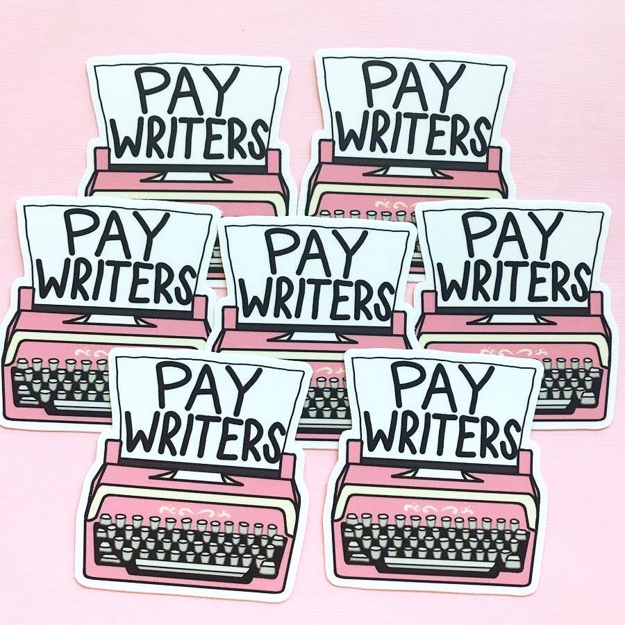 Pay Writers Typewriter Vinyl Sticker, Sticker,  Unicorn Feed and Supply