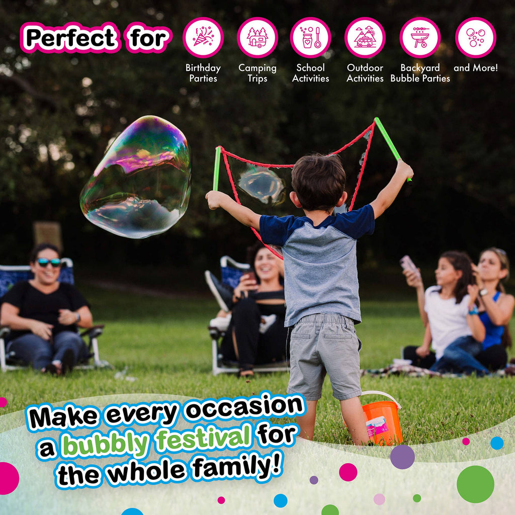 WOWmazing Giant Bubble Kit: Big Bubble Wands & Concentrate!, Bubble Toy,  Unicorn Feed and Supply