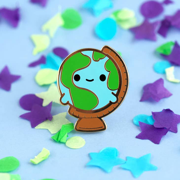 Globe Pin, enamel pin,  Unicorn Feed and Supply