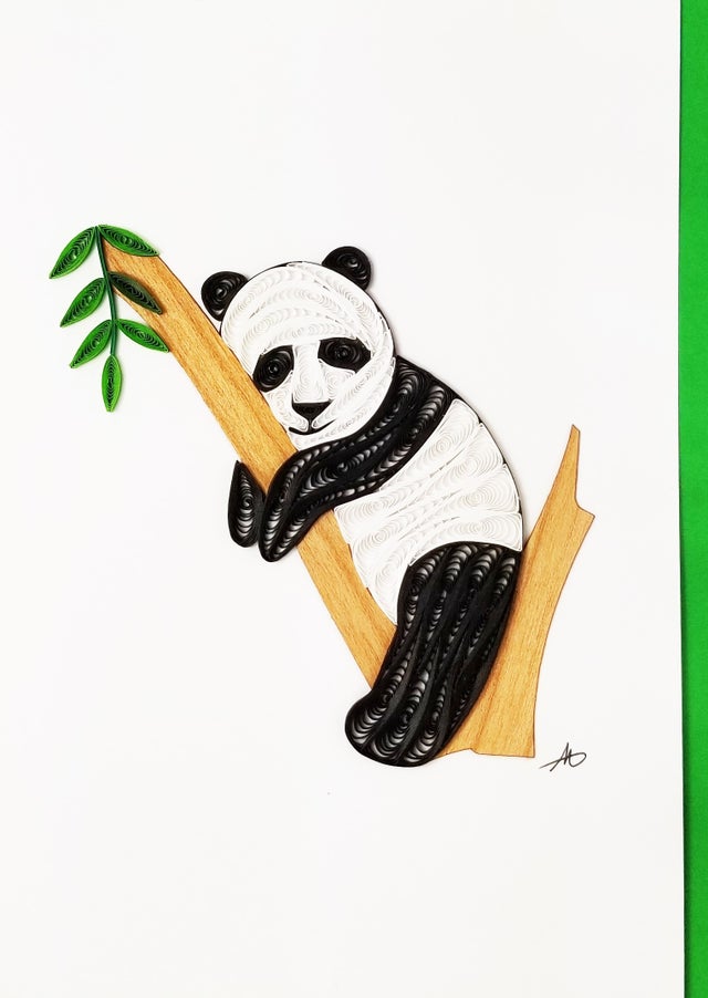 Iconic Quilling Card Panda, greeting card,  Unicorn Feed and Supply